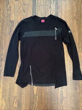 Men's Mondo Black Long-Sleeve Zip-Accent Pullover